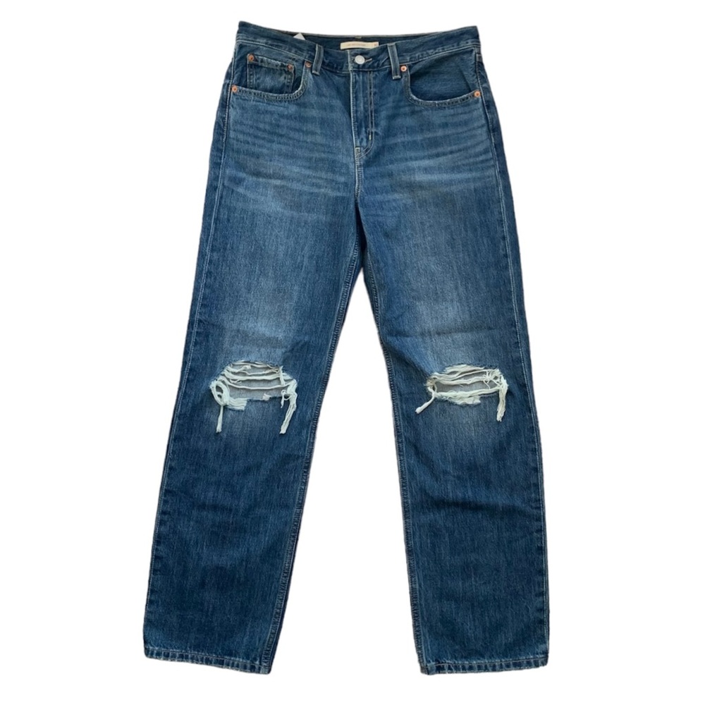 Levi’s Low Pro Straight Ripped Knee Rigid Denim Jean Breathe Out Blue 30 - Picture 9 of 16